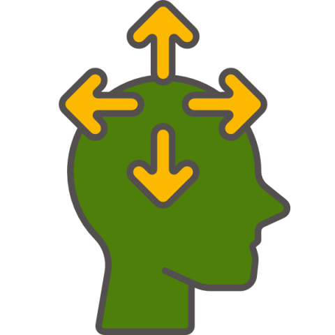 Bild zeigt Icon eines Kopfes mit Pfeilen als Symbol für Anpassungsfähigkeit