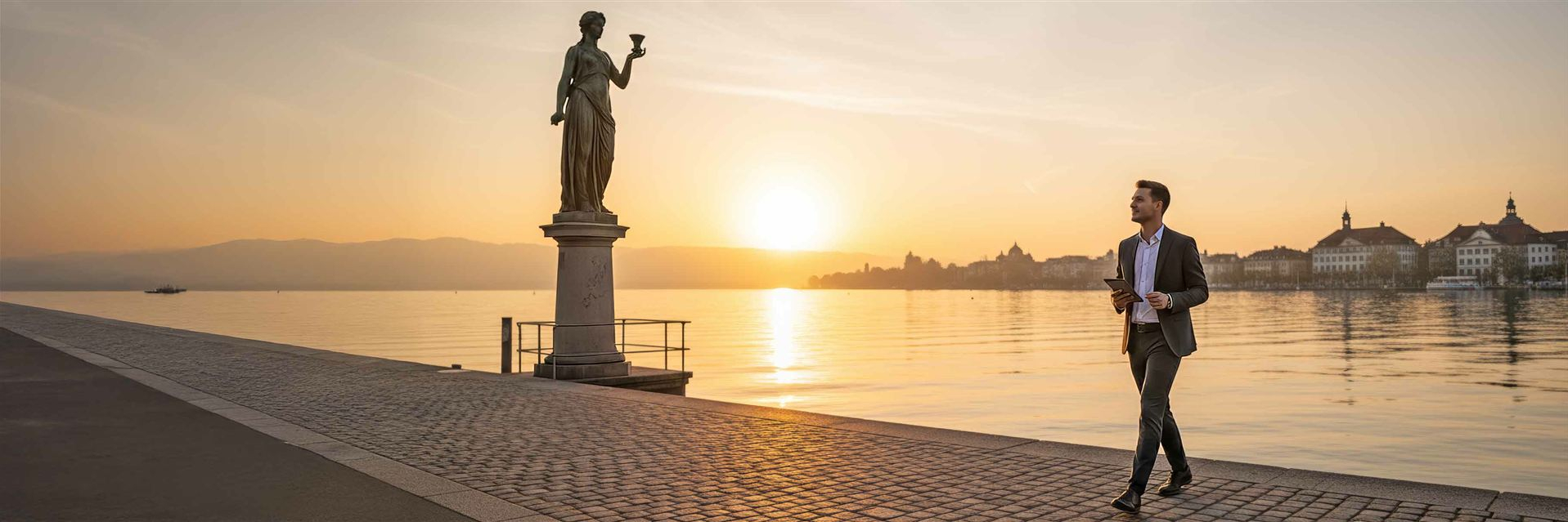 Mann am Bodenseeufer mit der Frage wie finde ich den passenden Job im Kreis Konstanz
